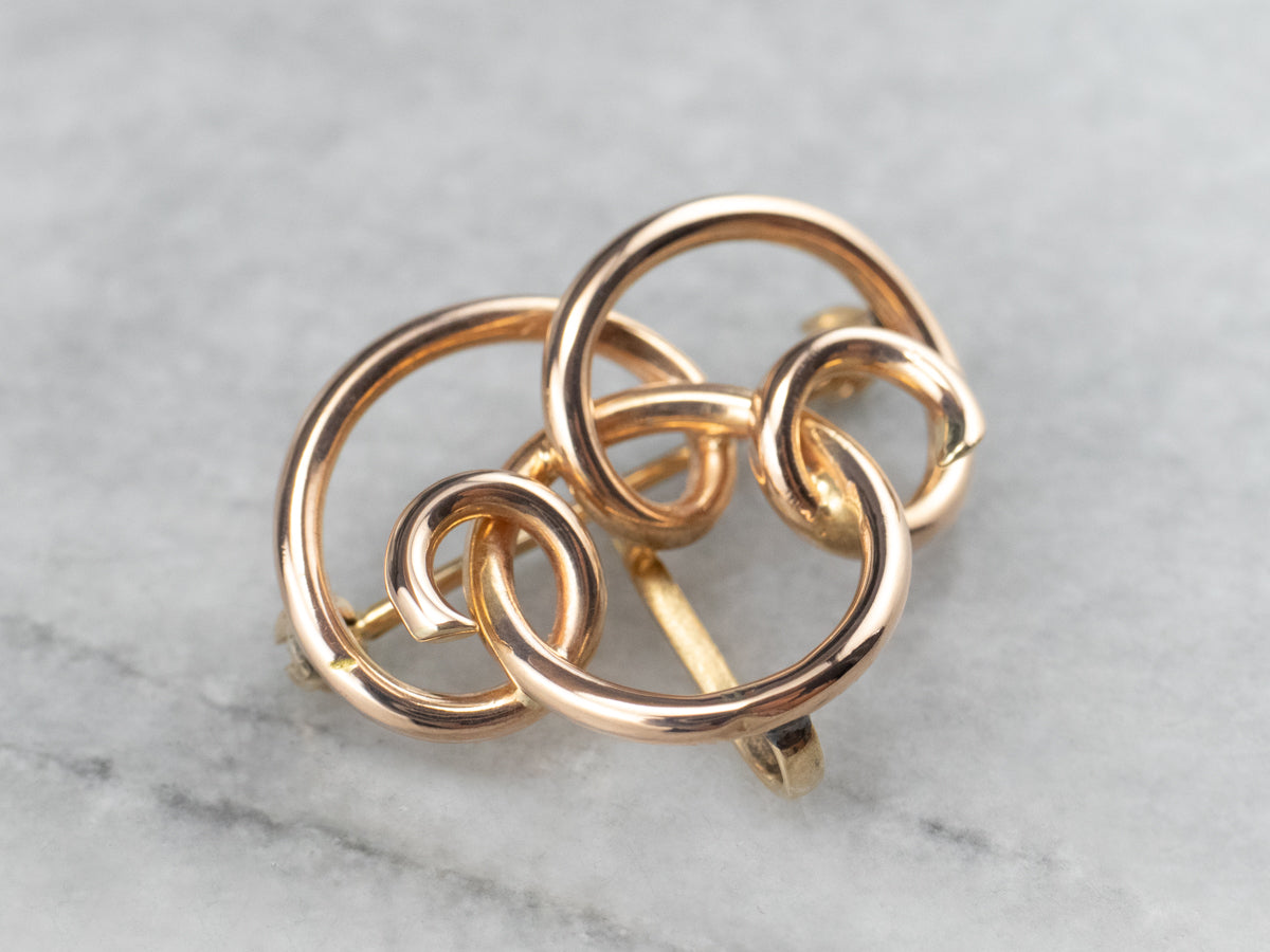 Vintage Rose Gold Openwork Watch Pin