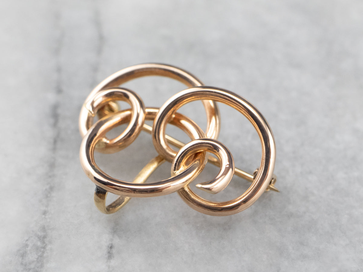 Vintage Rose Gold Openwork Watch Pin