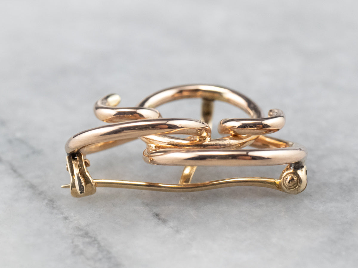 Vintage Rose Gold Openwork Watch Pin