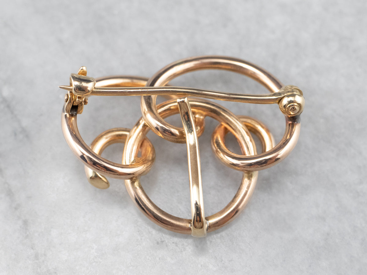 Vintage Rose Gold Openwork Watch Pin