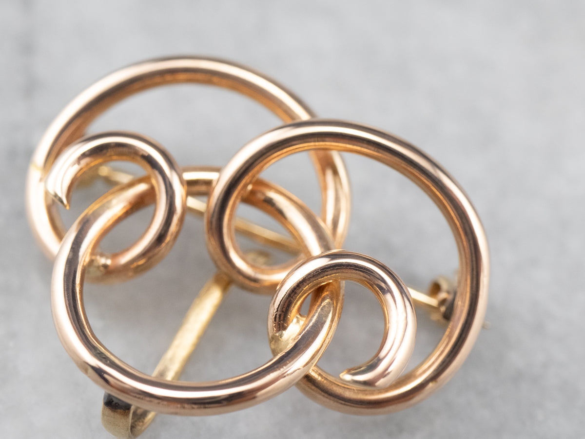 Vintage Rose Gold Openwork Watch Pin