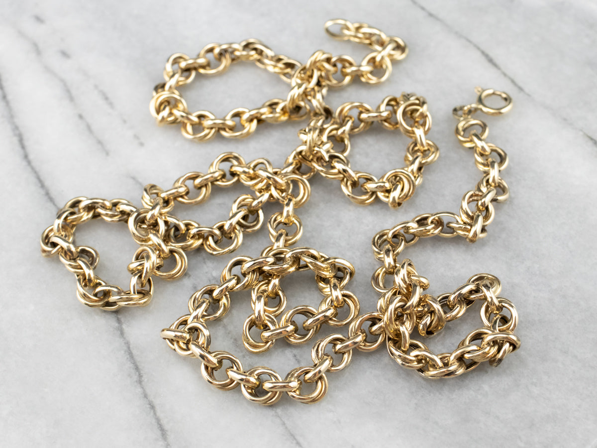 14K Gold Long Chunky Link Chain
