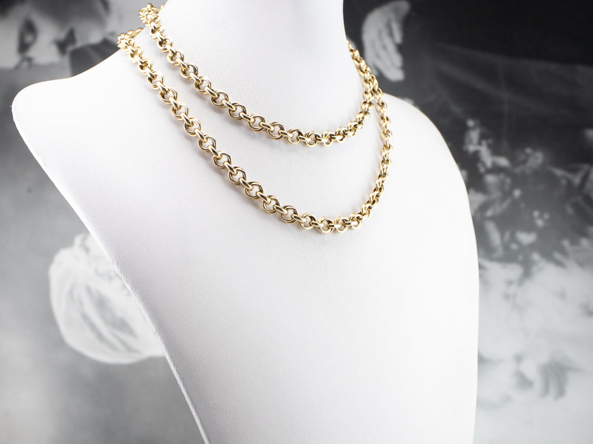 14K Gold Long Chunky Link Chain