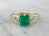 Emerald Diamond Gold Platinum Ring
