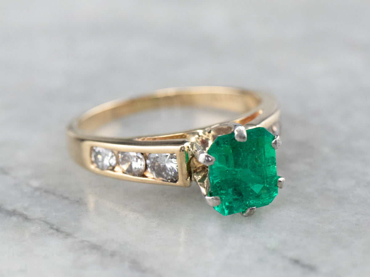 Emerald Diamond Gold Platinum Ring