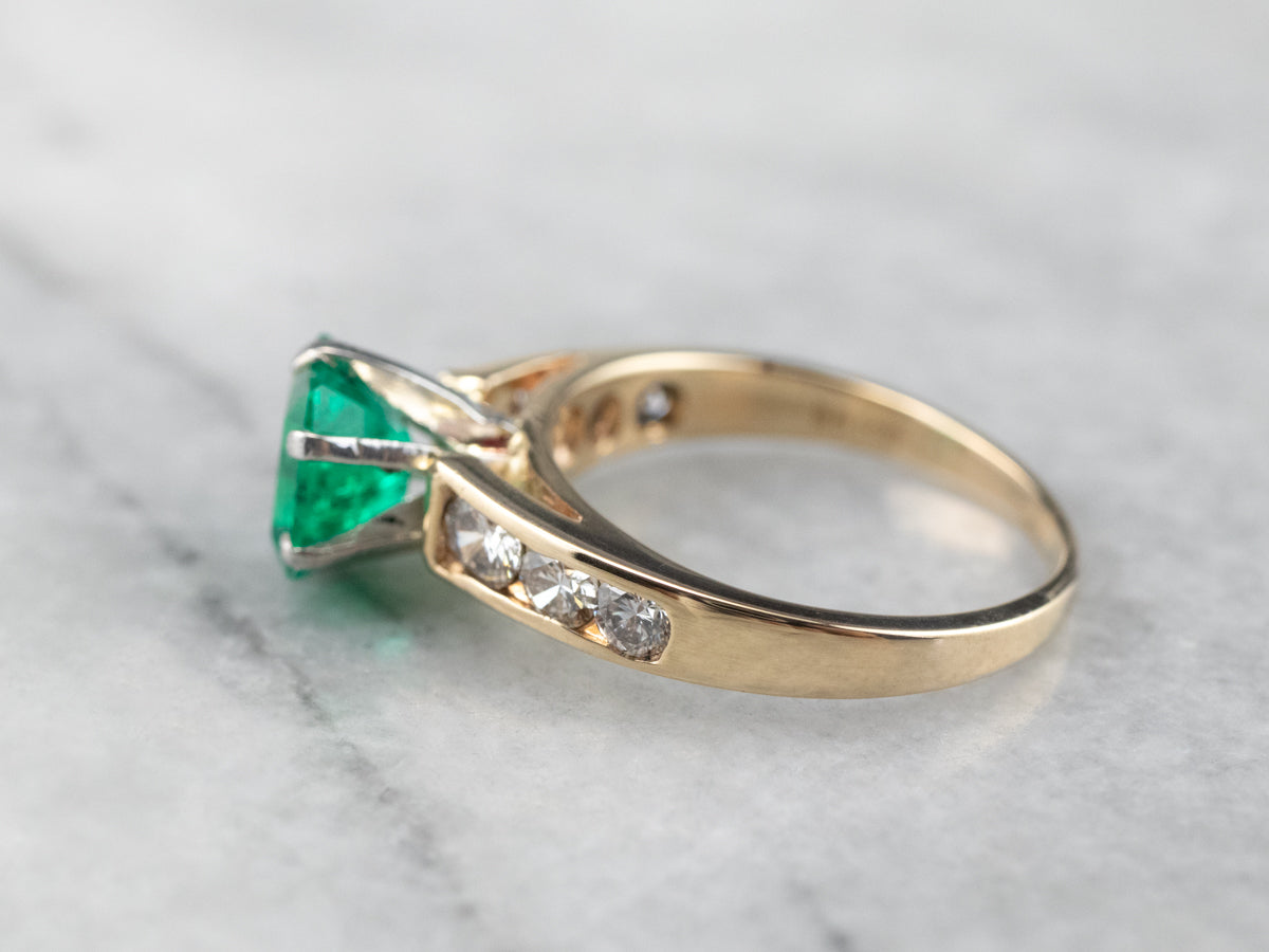 Emerald Diamond Gold Platinum Ring