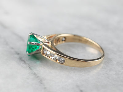 Emerald Diamond Gold Platinum Ring