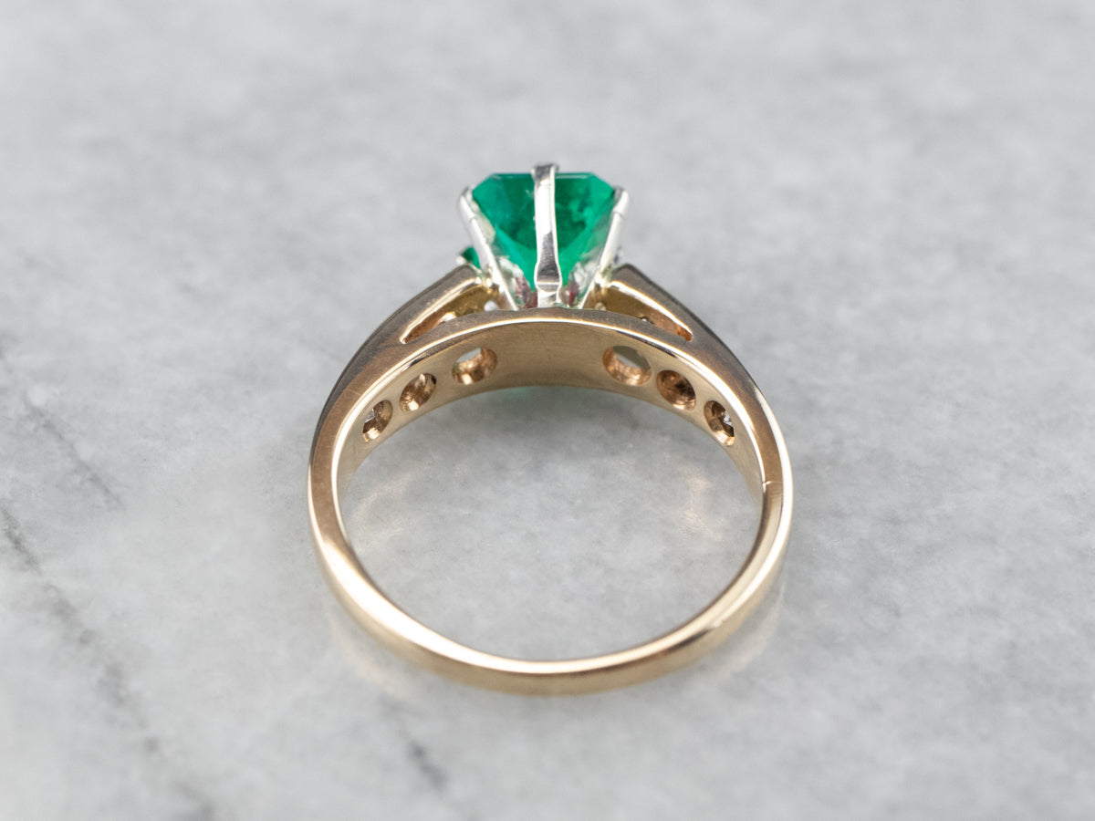 Emerald Diamond Gold Platinum Ring