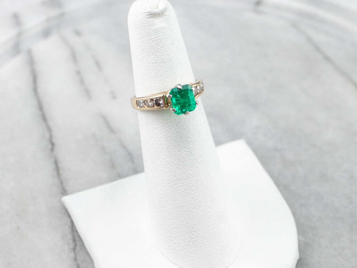 Emerald Diamond Gold Platinum Ring