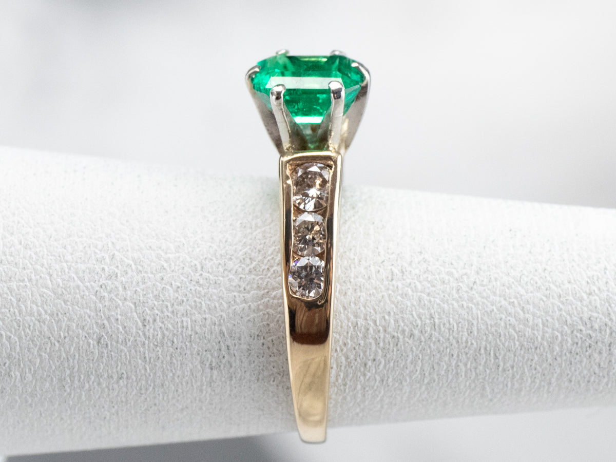 Emerald Diamond Gold Platinum Ring
