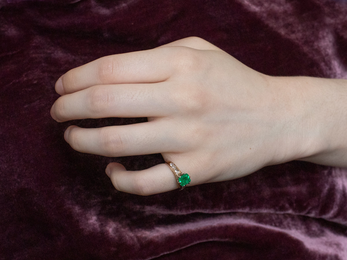 Emerald Diamond Gold Platinum Ring
