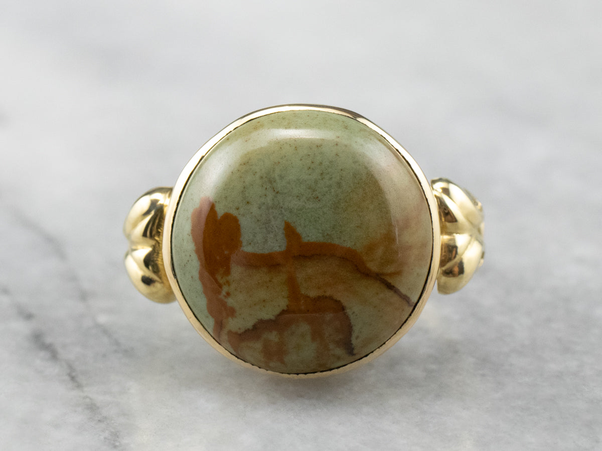Picture Jasper Gold Statement Ring