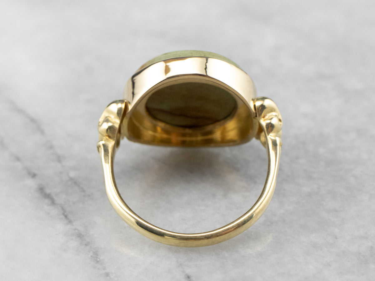 Picture Jasper Gold Statement Ring