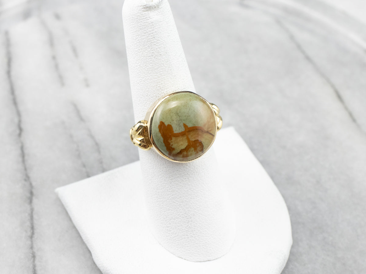 Picture Jasper Gold Statement Ring