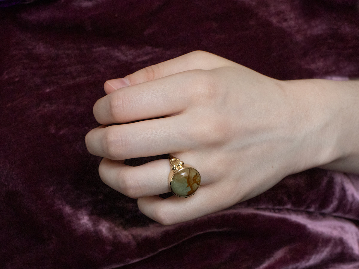 Picture Jasper Gold Statement Ring