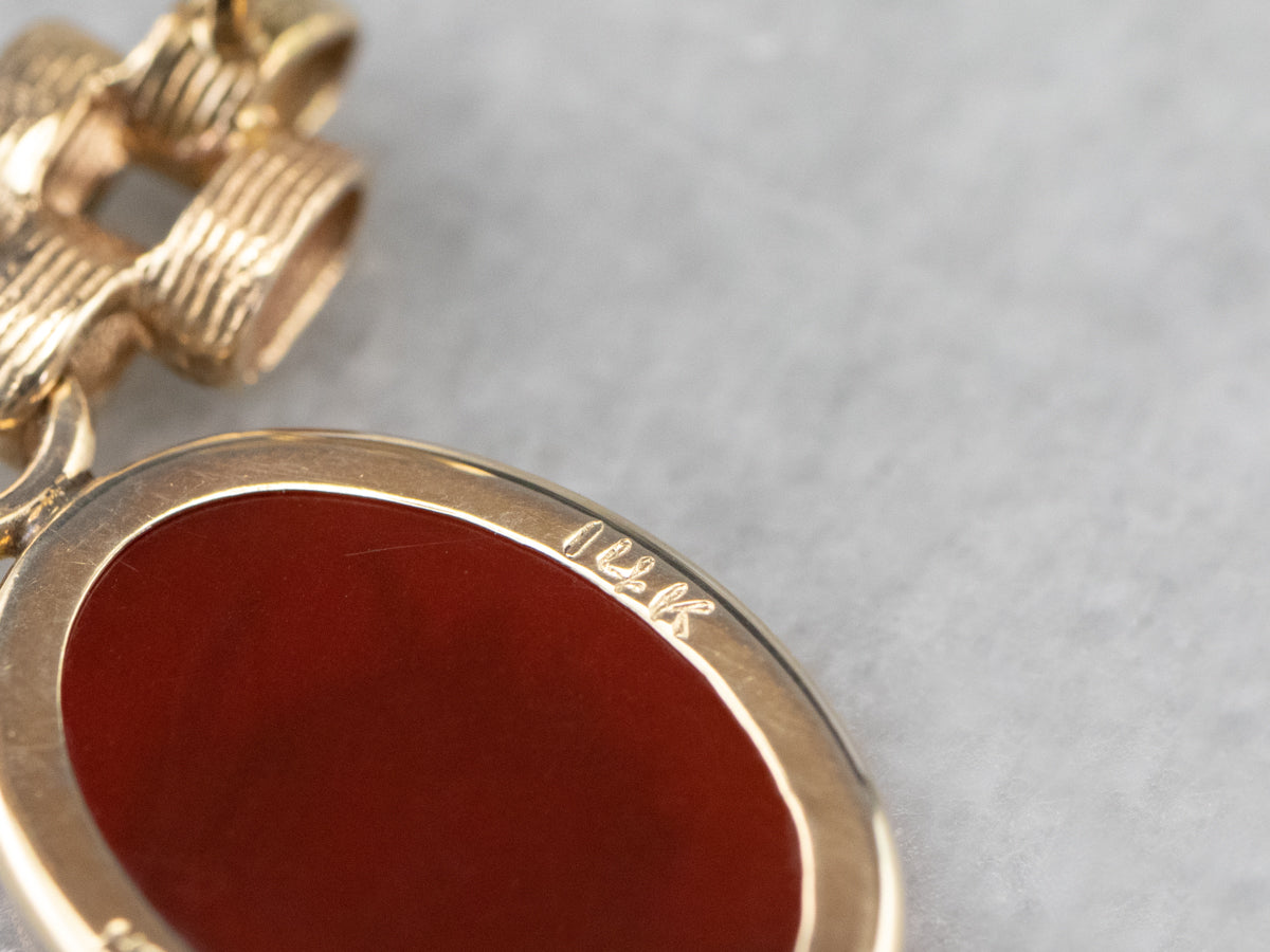 Vintage Carnelian Intaglio Drop Earrings
