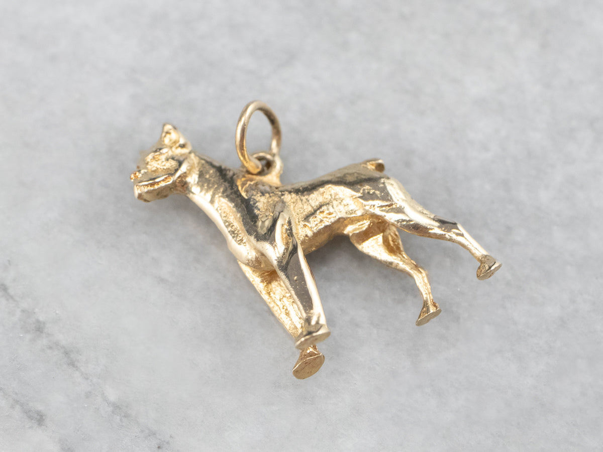 Vintage Gold Boxer Dog Charm