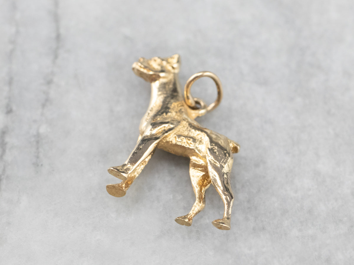 Vintage Gold Boxer Dog Charm