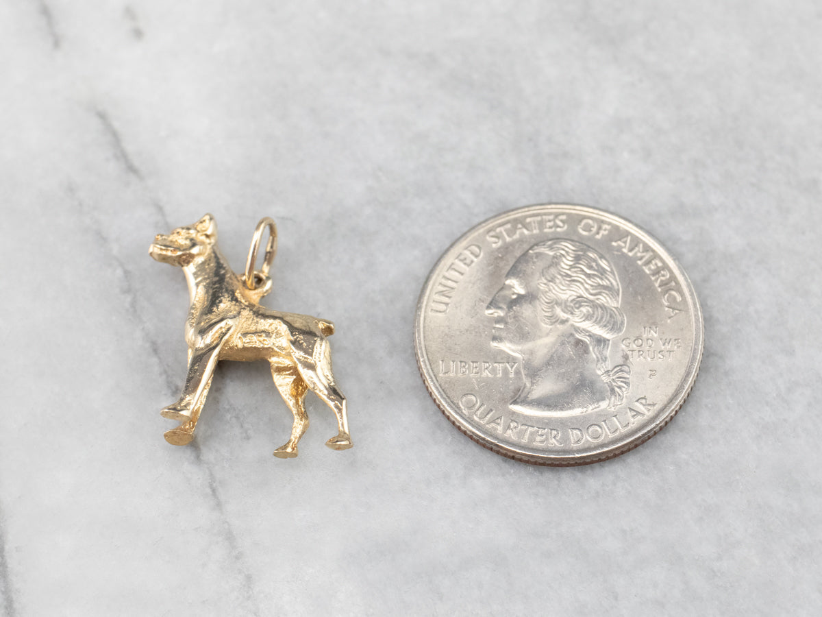 Vintage Gold Boxer Dog Charm