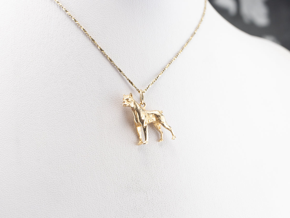 Vintage Gold Boxer Dog Charm
