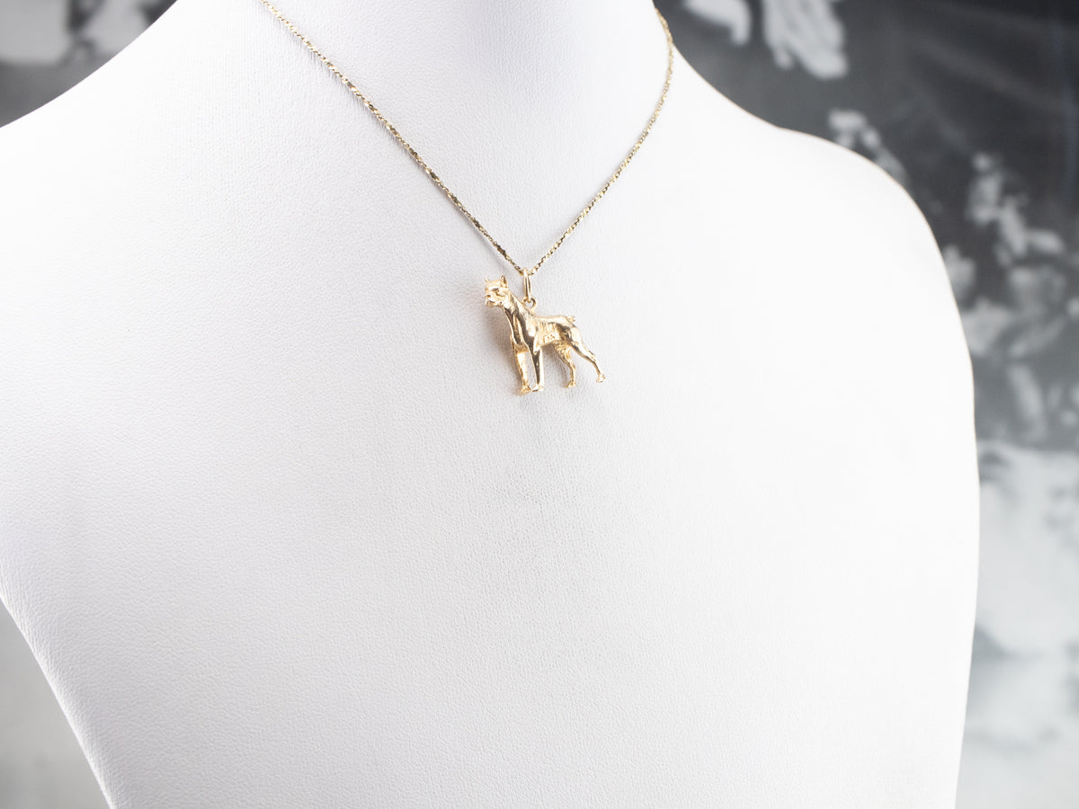 Vintage Gold Boxer Dog Charm