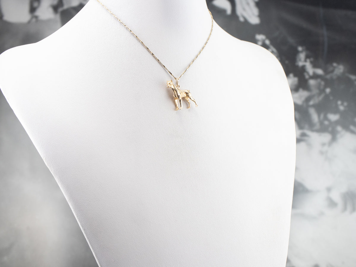 Vintage Gold Boxer Dog Charm