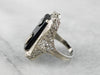 Deco Black Onyx and Diamond "J" Initial Ring