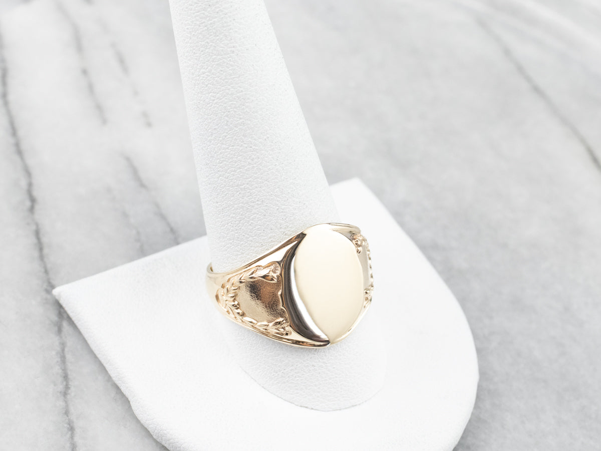 Vintage Gold Laurel Wreath Signet Ring