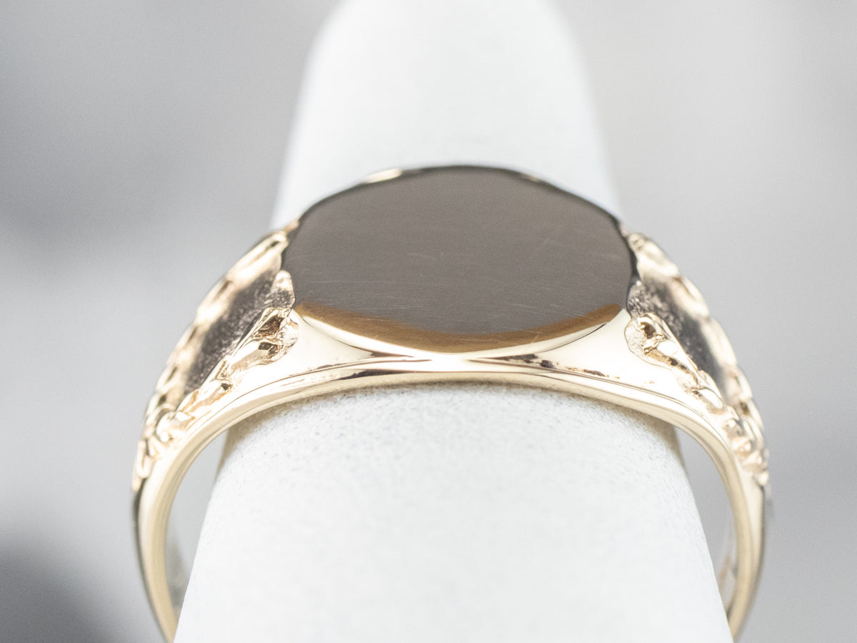 Vintage Gold Laurel Wreath Signet Ring