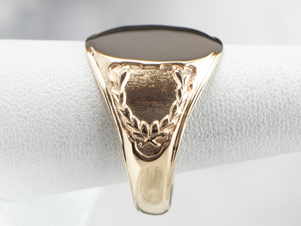 Vintage Gold Laurel Wreath Signet Ring