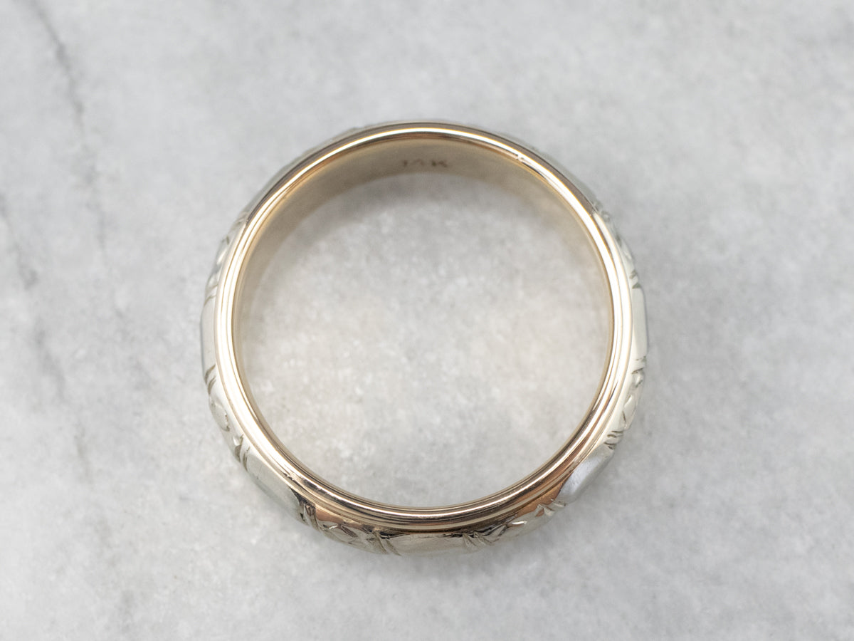 Unisex Two Tone Gold Pattern Band