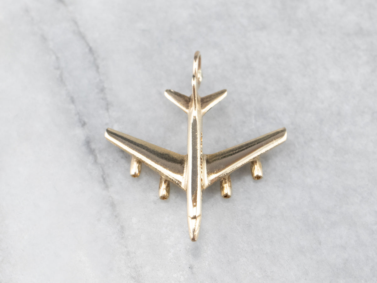 Vintage 14K Gold Plane Pendant