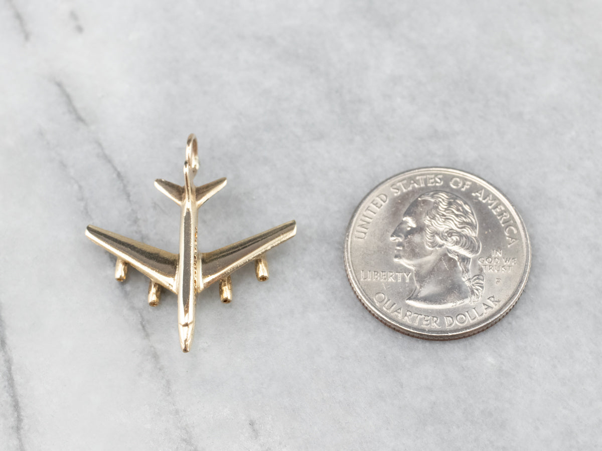 Vintage 14K Gold Plane Pendant