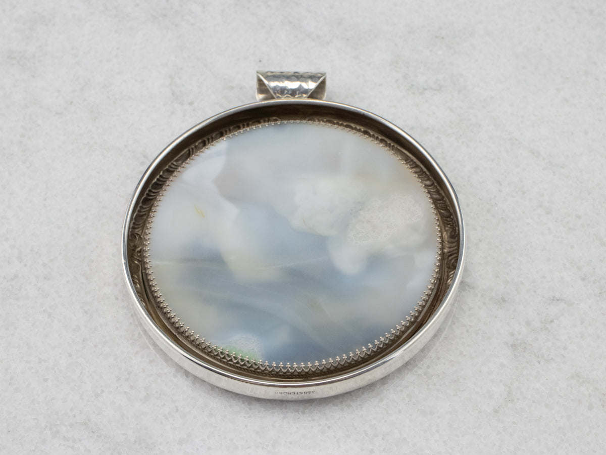 Huge Dendritic Agate Sterling Silver Pendant