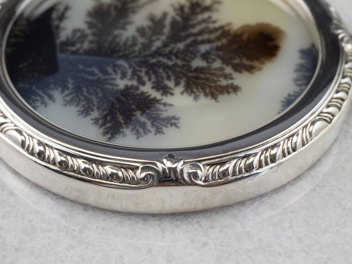 Huge Dendritic Agate Sterling Silver Pendant