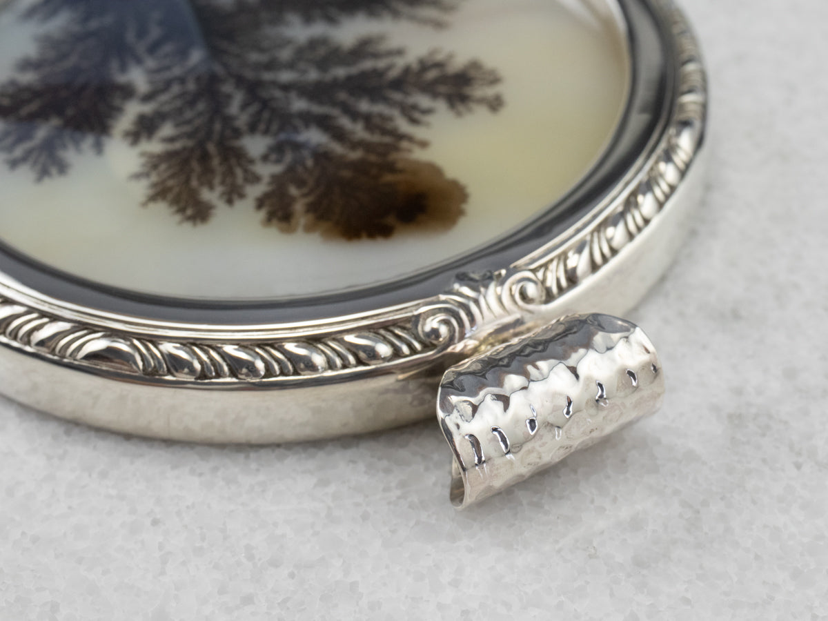 Huge Dendritic Agate Sterling Silver Pendant