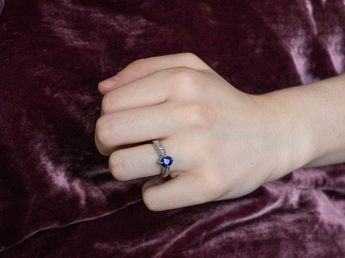 Sapphire Diamond White Gold Engagement Ring