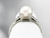 Art Deco Pearl White Gold Solitaire Ring