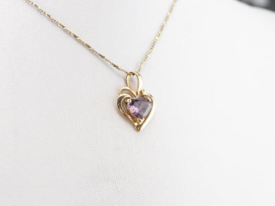 Purple Sapphire Gold Heart Pendant