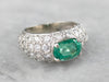 Modern Gold Emerald and Diamond Engagement Ring