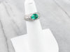 Modern Gold Emerald and Diamond Engagement Ring