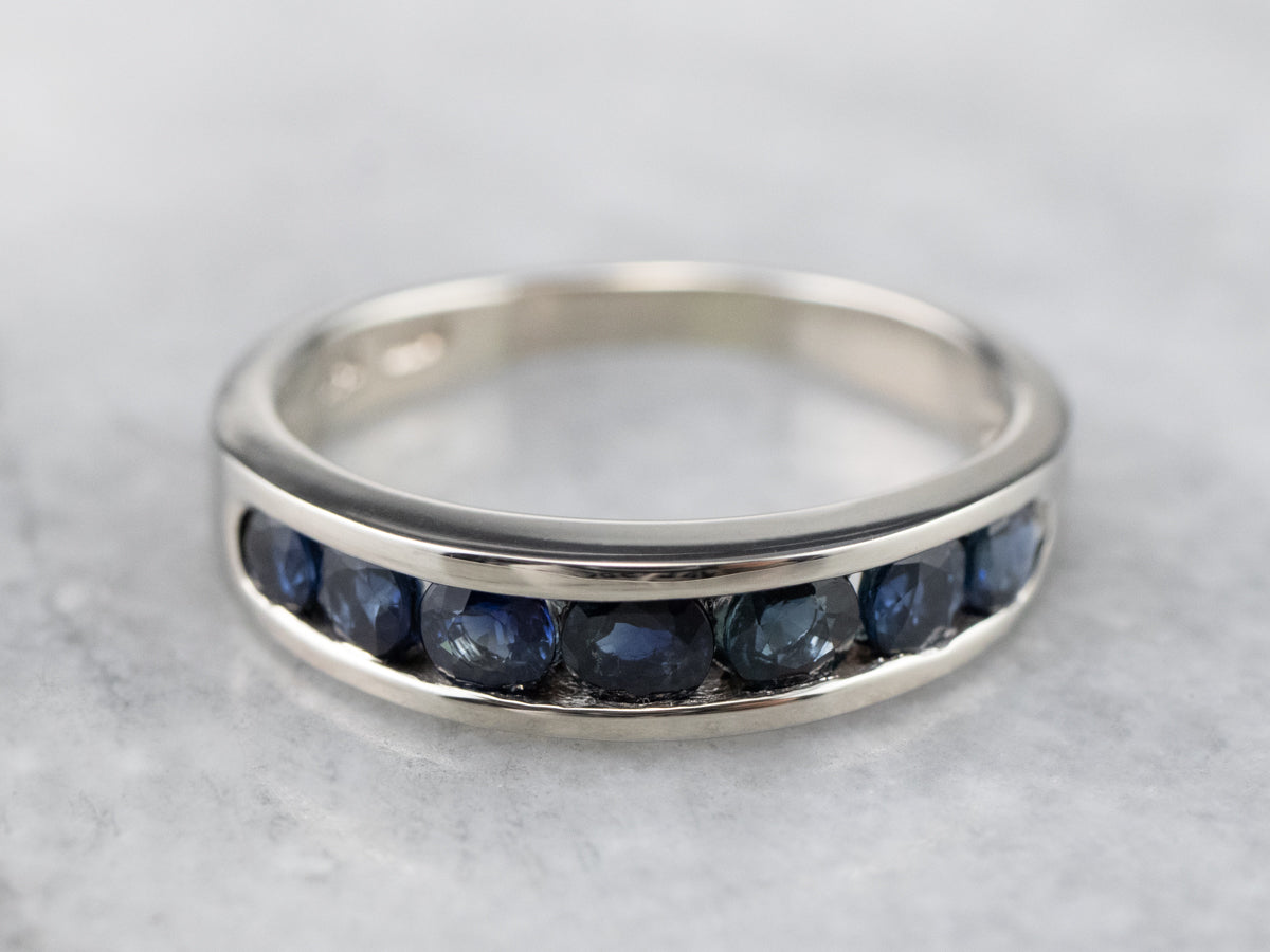 White Gold Channel Set Sapphire Band