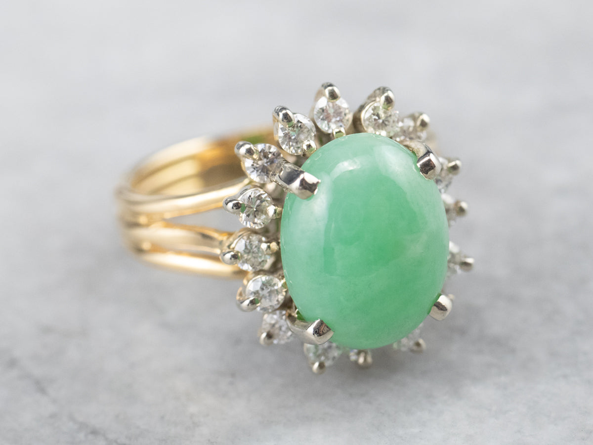Vintage Jade and Diamond Halo Ring