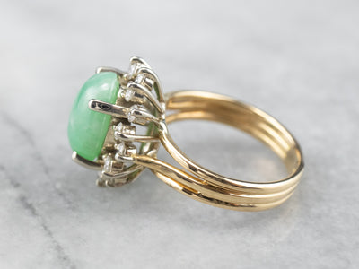 Vintage Jade and Diamond Halo Ring