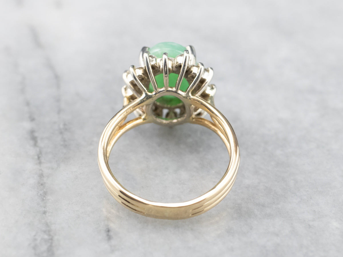 Vintage Jade and Diamond Halo Ring