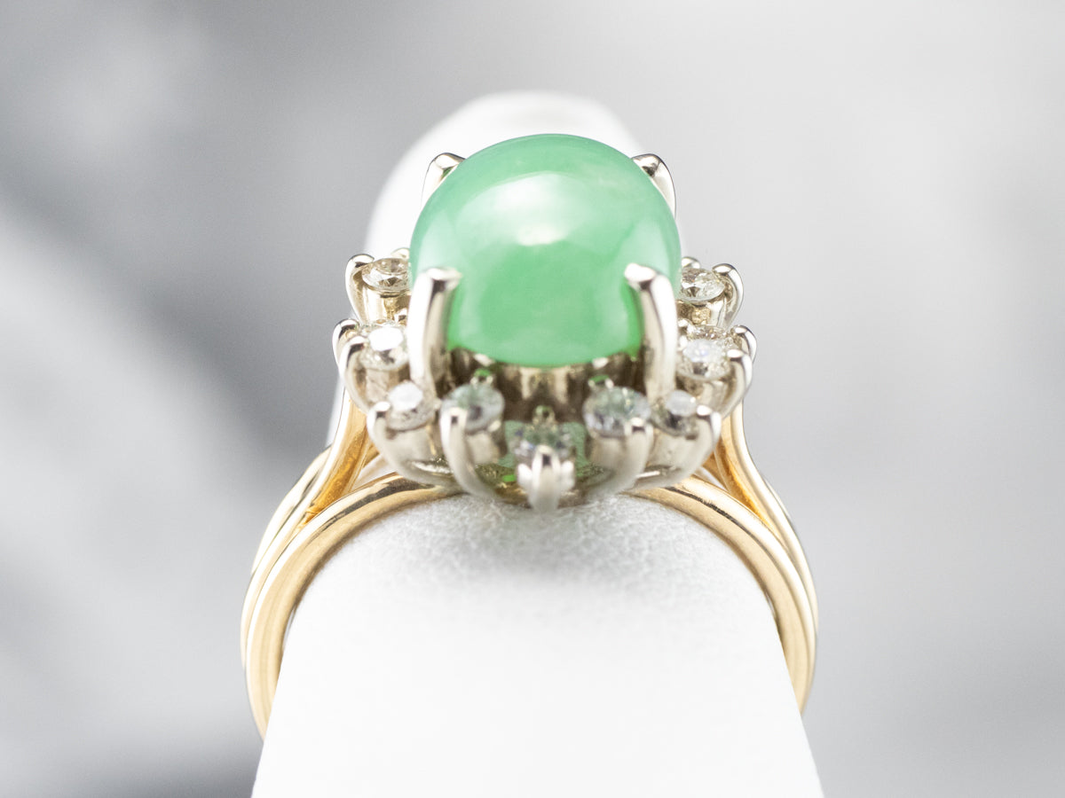 Vintage Jade and Diamond Halo Ring