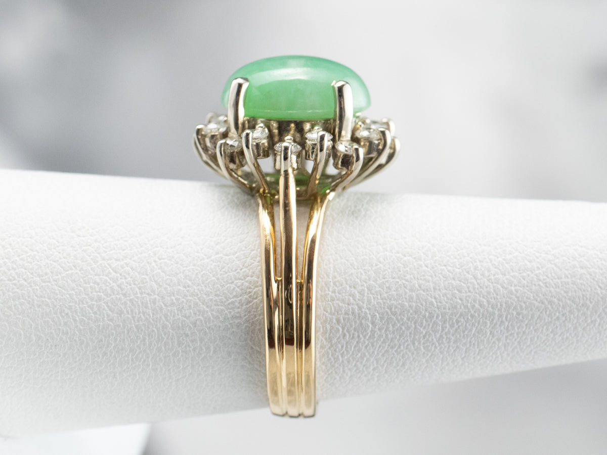 Vintage Jade and Diamond Halo Ring