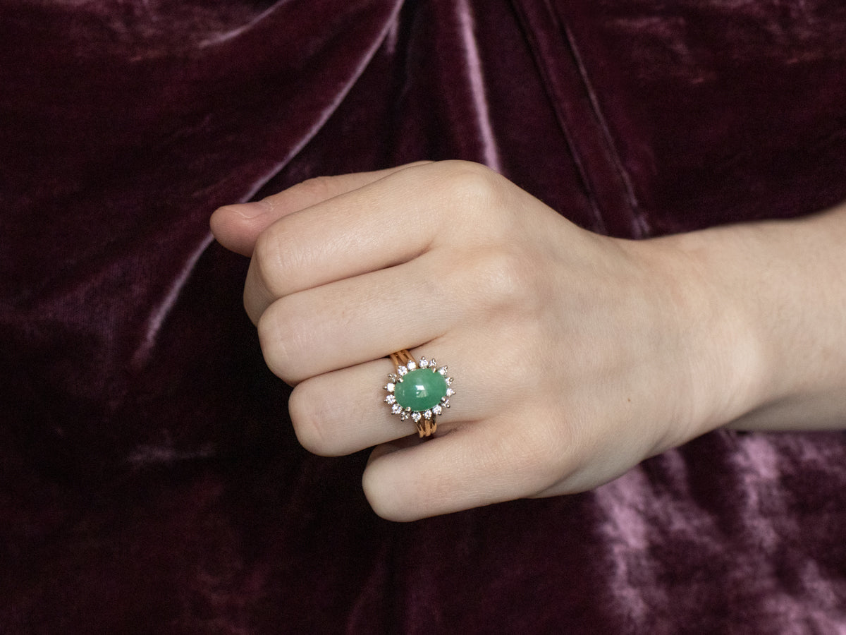 Vintage Jade and Diamond Halo Ring