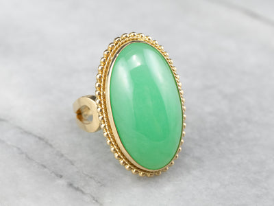 Chrysoprase and Gold Statement Ring