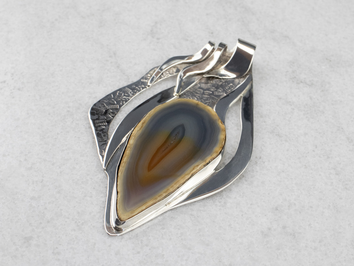 Colgante llamativo de plata de ley con ágata enorme